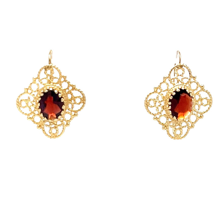Garnet Wire Drop Earrings