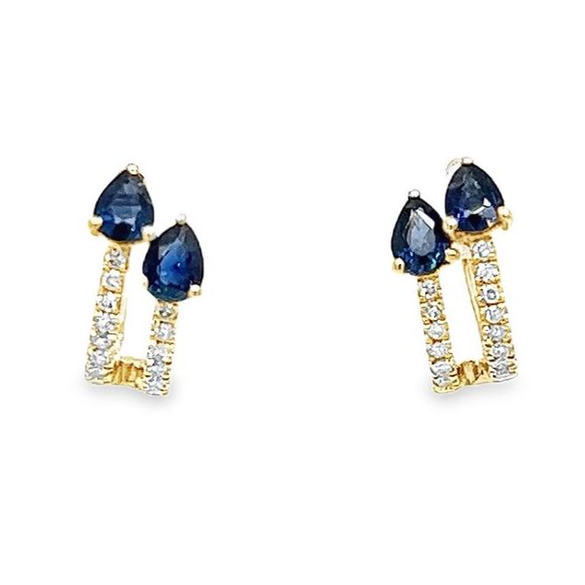 Double Sapphire Huggie Hoops