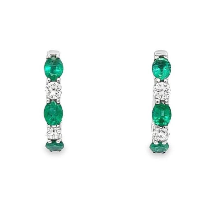 Emerald and Diamond Hoops