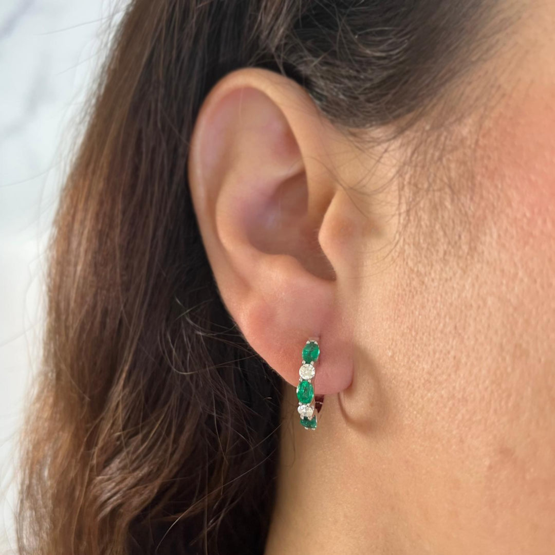 Emerald and Diamond Hoops