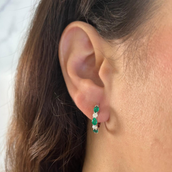 Emerald and Diamond Hoops
