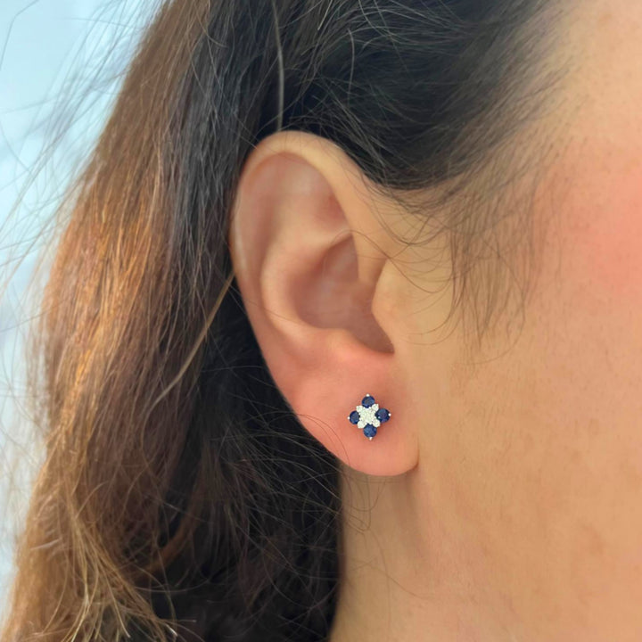 Sapphire Flower Earrings