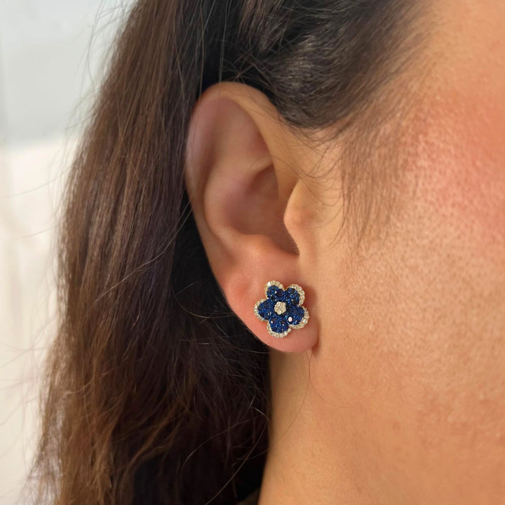 Sapphire Flower Studs