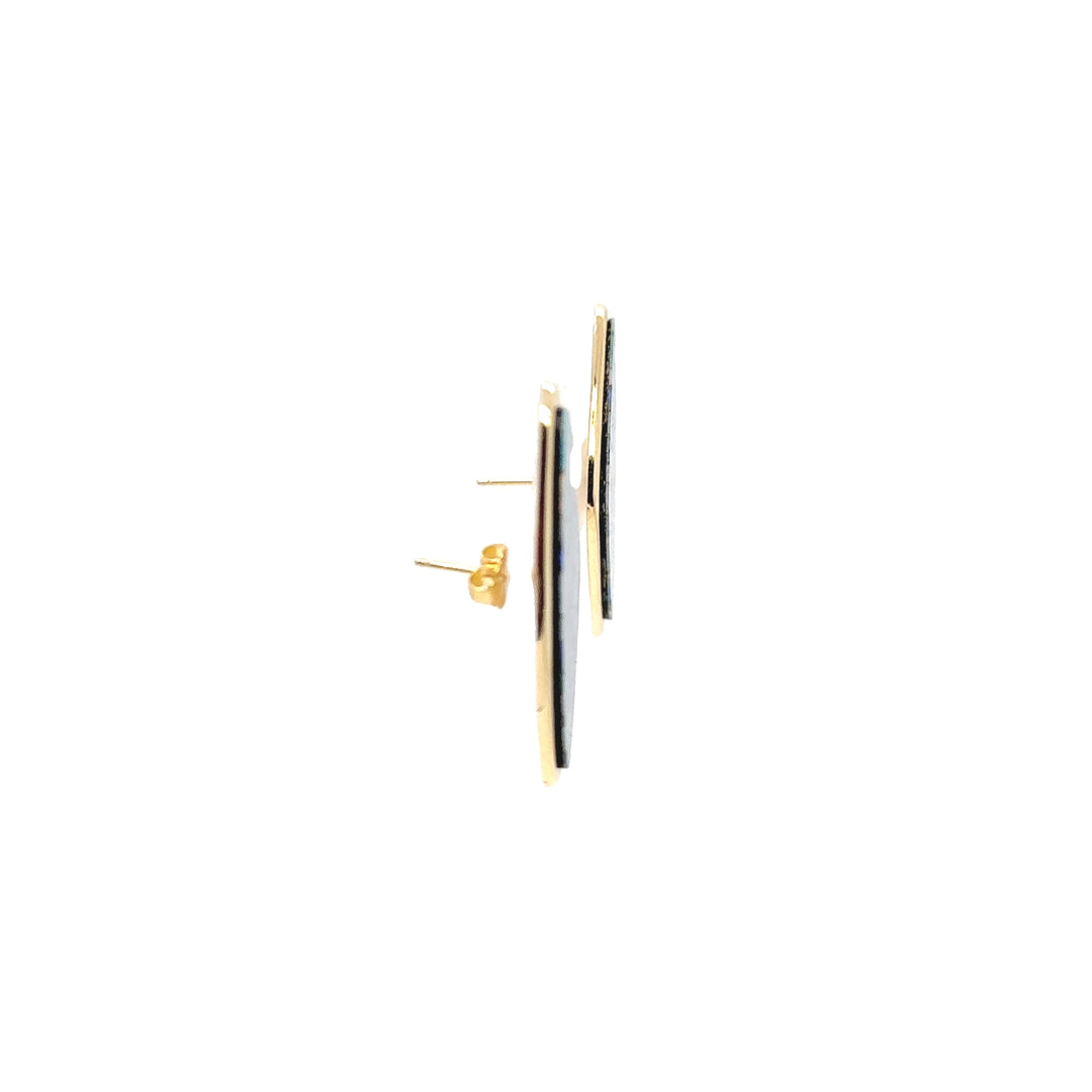 14K Yellow Gold Mosaic Opal Drop Earrings