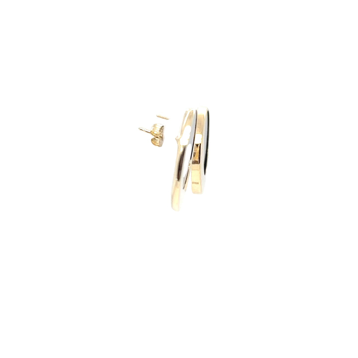 14K Yellow Gold Onyx Disc Earrings
