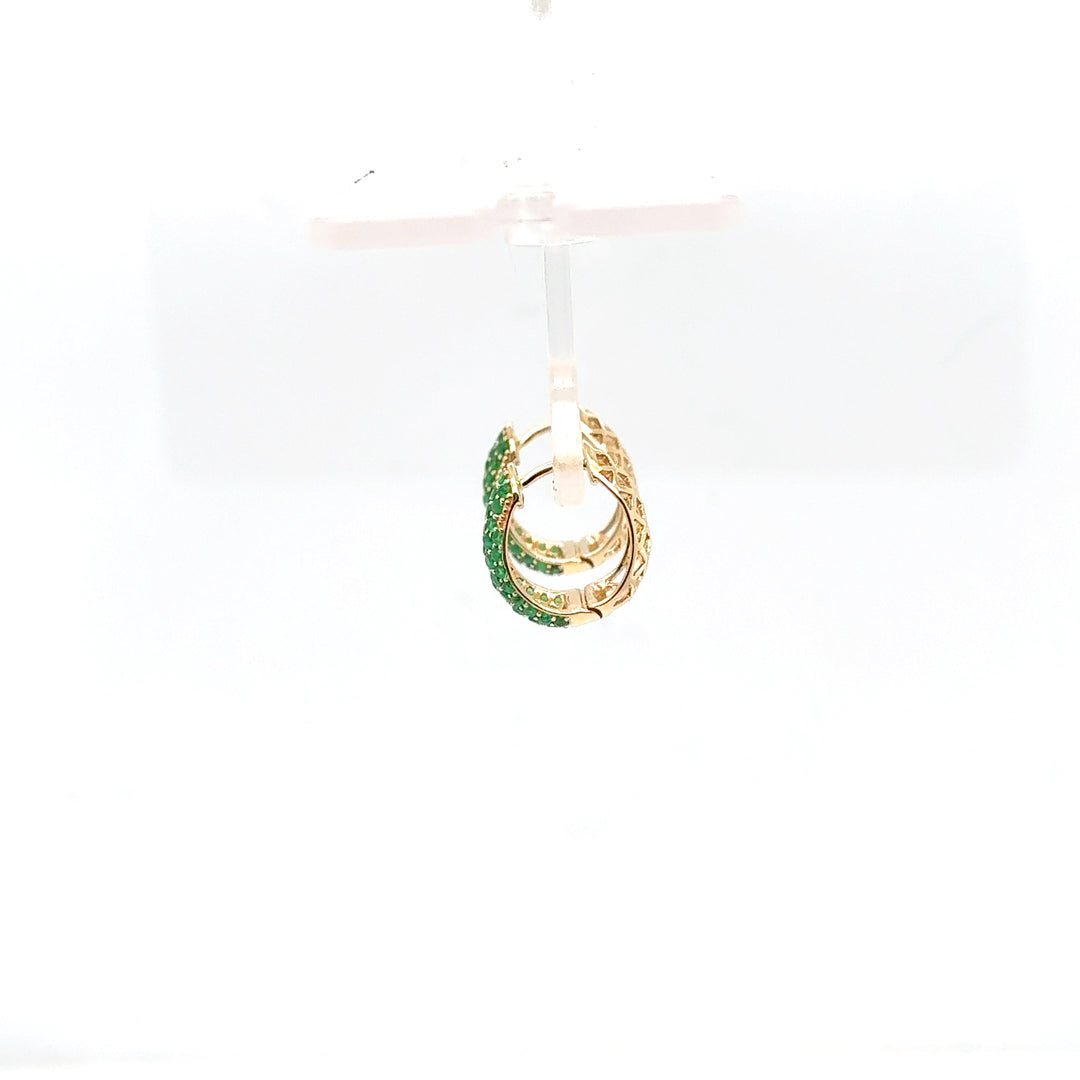 14K Yellow Gold Tapered Pavé Huggie Earrings