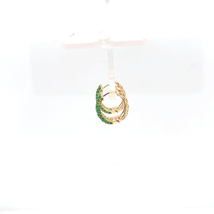 14K Yellow Gold Tapered Pavé Huggie Earrings