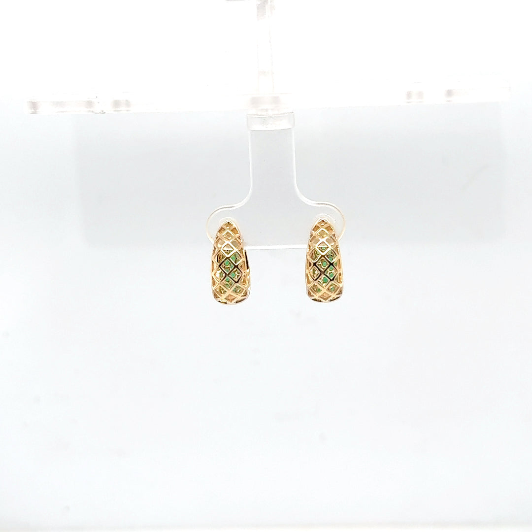 14K Yellow Gold Tapered Pavé Huggie Earrings