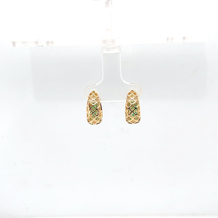 14K Yellow Gold Tapered Pavé Huggie Earrings