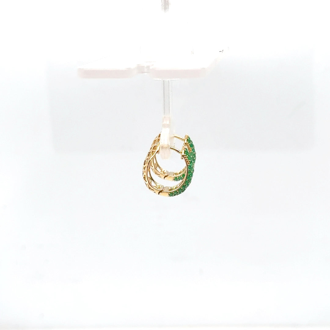 14K Yellow Gold Tapered Pavé Huggie Earrings