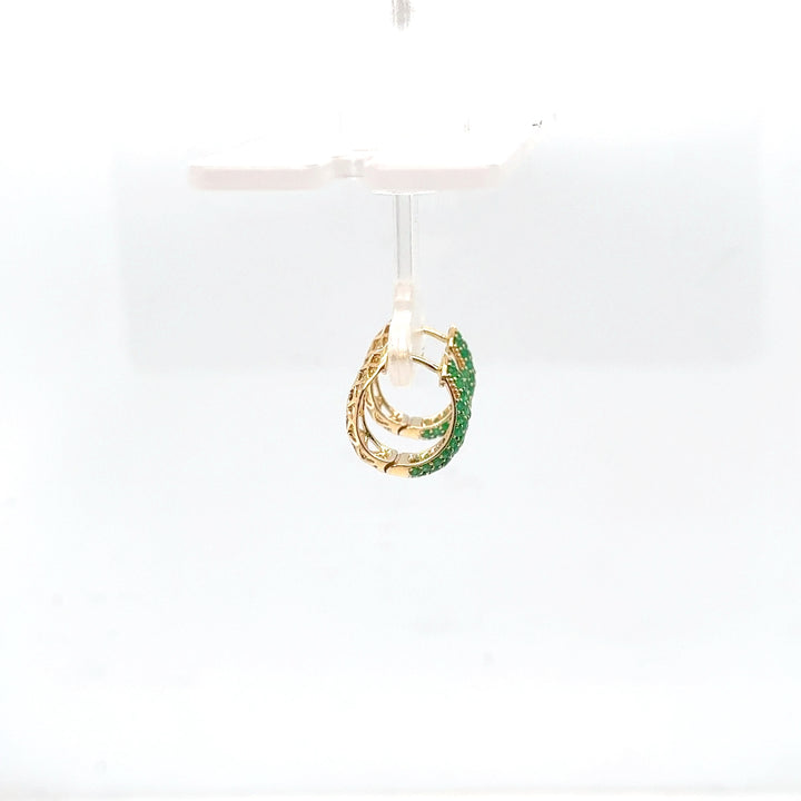 14K Yellow Gold Tapered Pavé Huggie Earrings