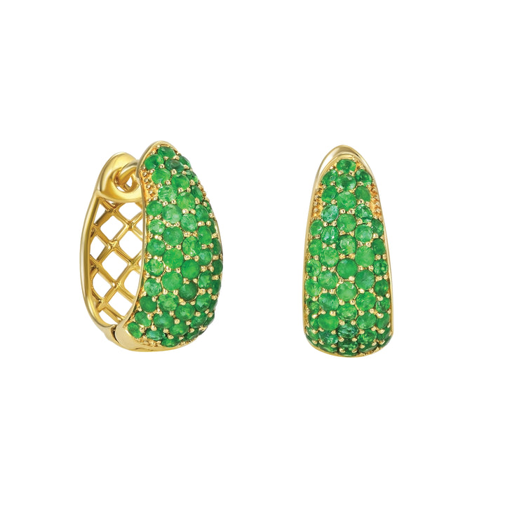 14K Yellow Gold Tapered Pavé Huggie Earrings