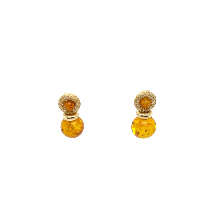18K Yellow Gold Amber Drop Earrings