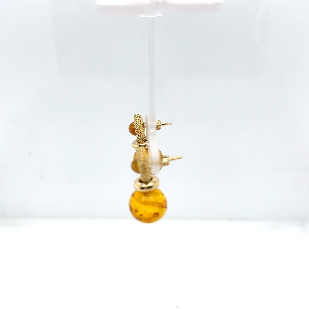18K Yellow Gold Amber Drop Earrings