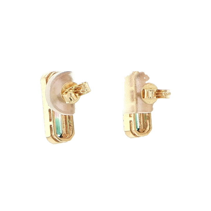 14K Yellow Gold Bi-Color Tourmaline Diamond Earrings
