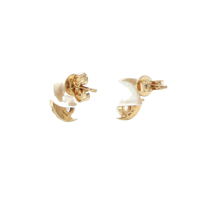 14K Yellow Gold Moon Opal Diamond Stud Earrings