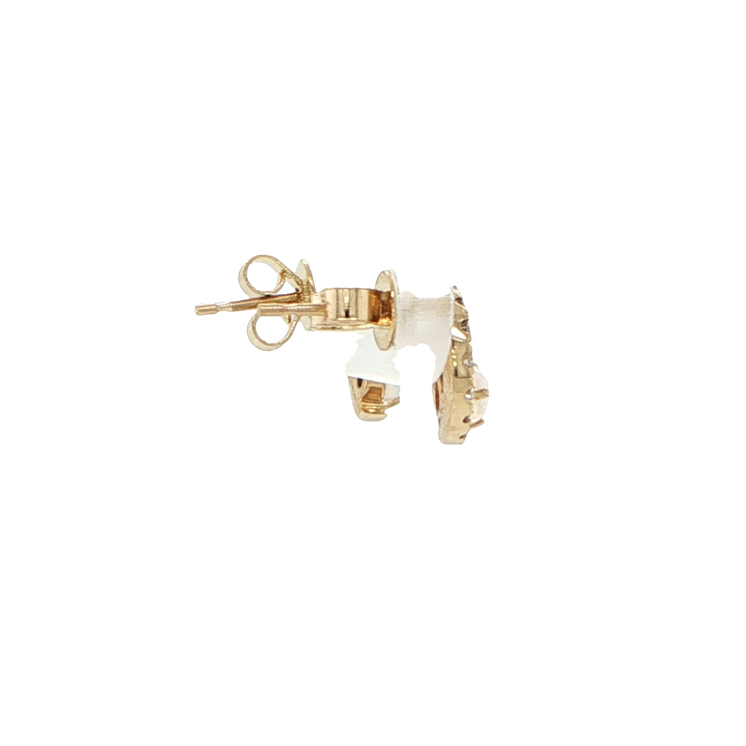 14K Yellow Gold Moon Opal Diamond Stud Earrings