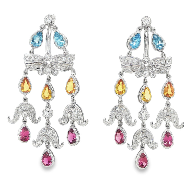 18K White Gold Chandelier Earrings