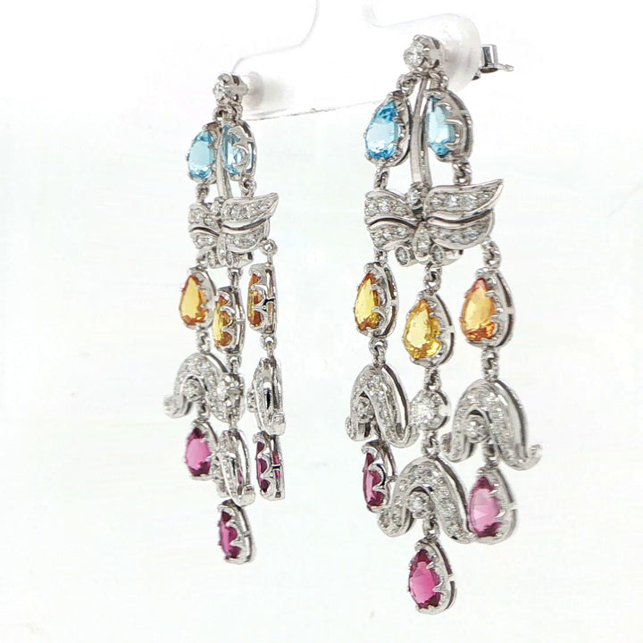 18K White Gold Chandelier Earrings