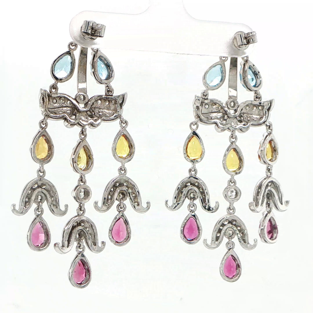 18K White Gold Chandelier Earrings
