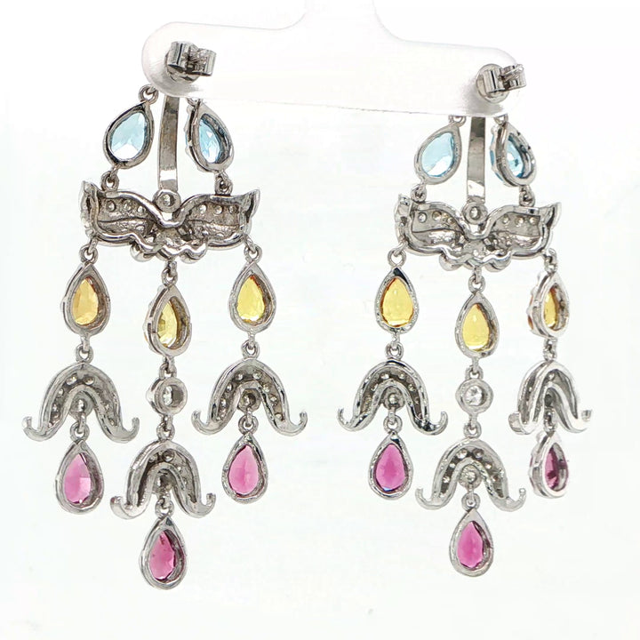 18K White Gold Chandelier Earrings