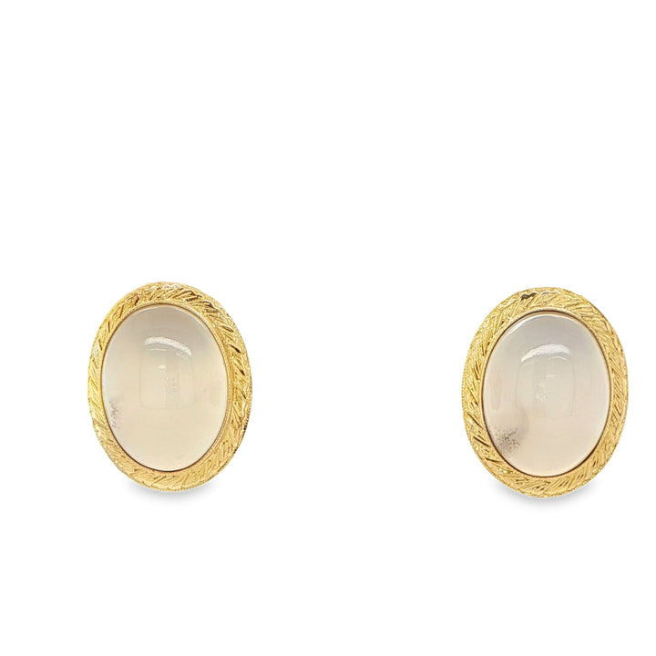 18K Yellow Gold Agate Earrings