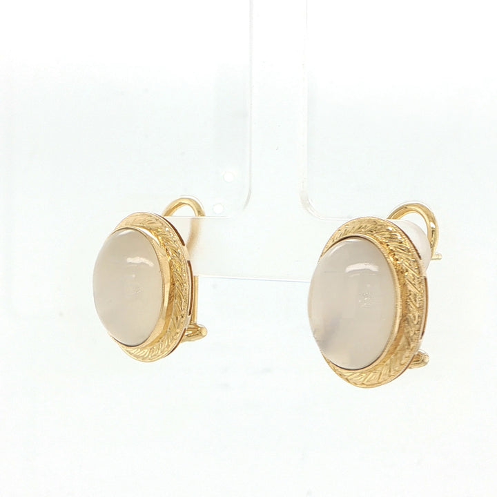 18K Yellow Gold Agate Earrings