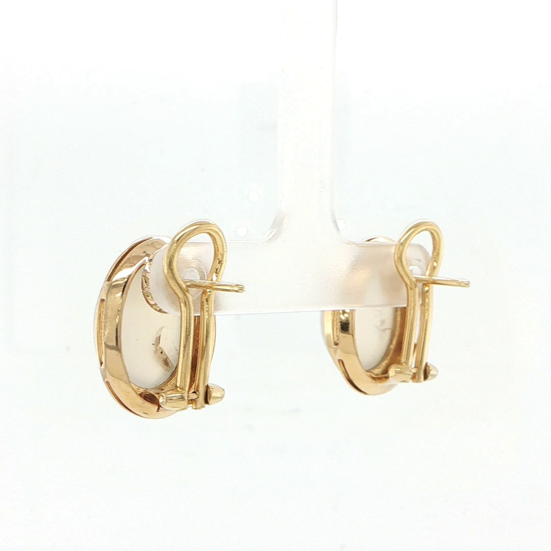 18K Yellow Gold Agate Earrings