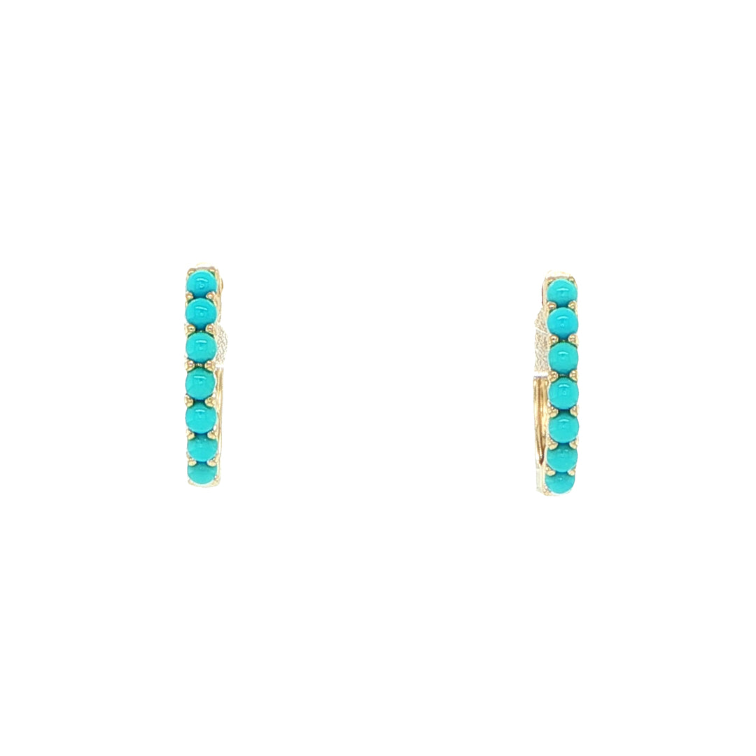 Majolie 14K Yellow Gold Turquoise Huggie Hoop Earrings