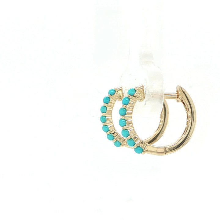 Majolie 14K Yellow Gold Turquoise Huggie Hoop Earrings