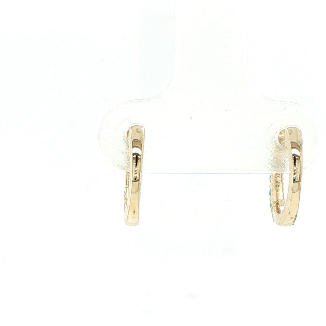 Majolie 14K Yellow Gold Turquoise Huggie Hoop Earrings