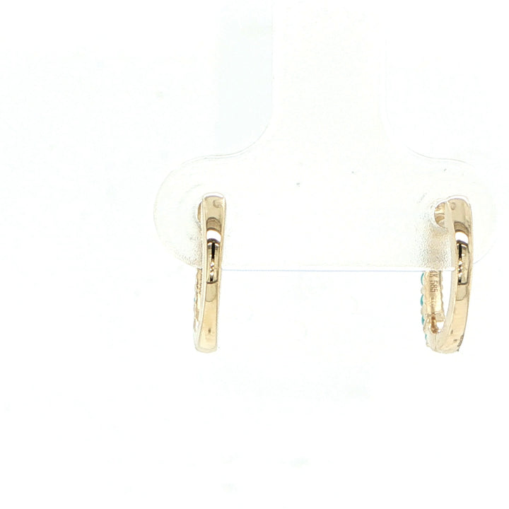 Majolie 14K Yellow Gold Turquoise Huggie Hoop Earrings