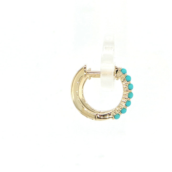Majolie 14K Yellow Gold Turquoise Huggie Hoop Earrings