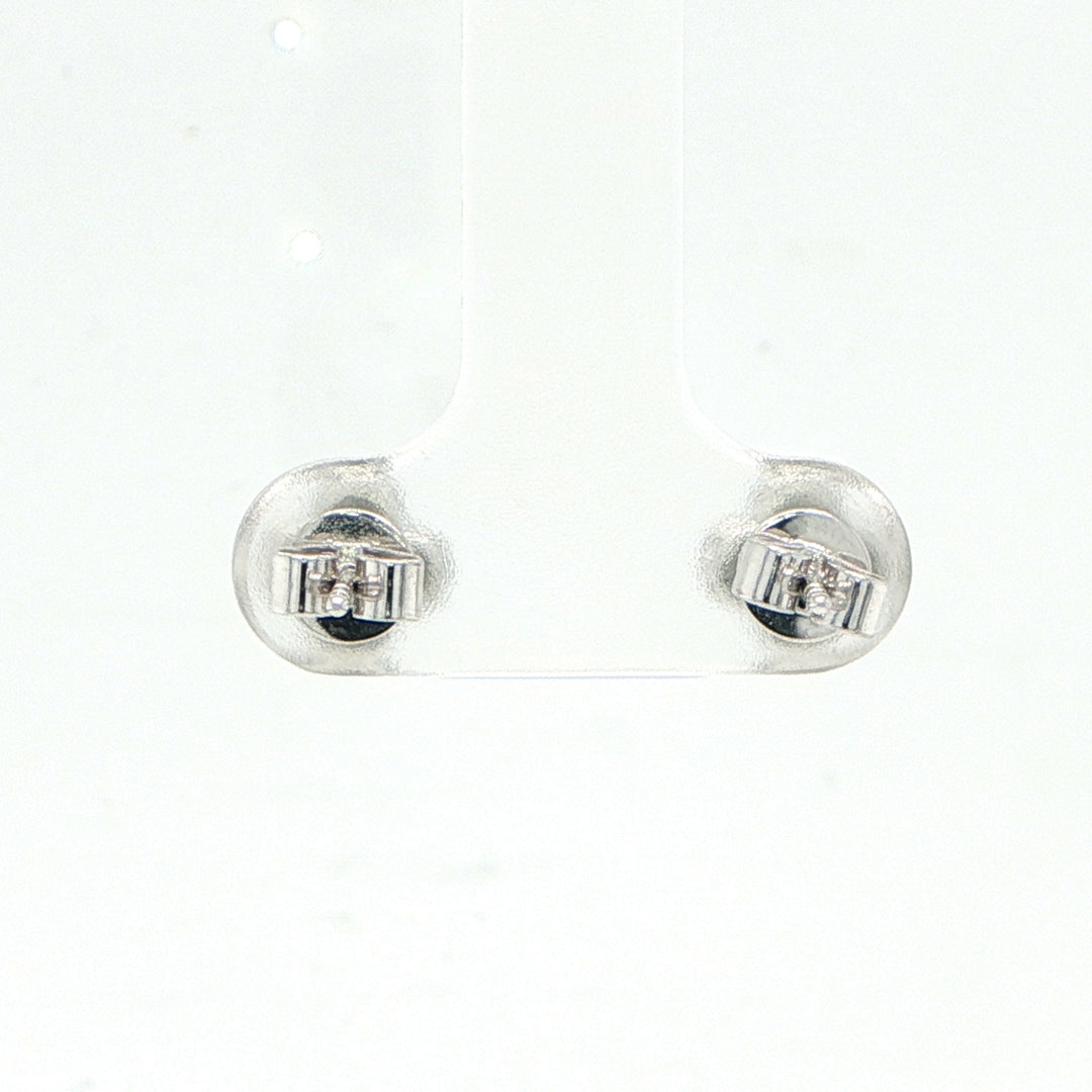 14K White Gold Emerald & Diamond Stud Earrings
