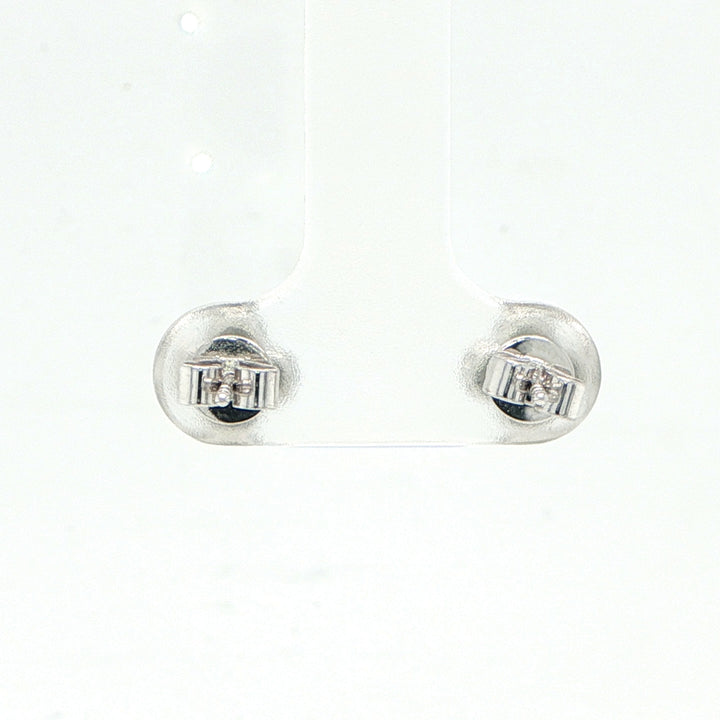 14K White Gold Emerald & Diamond Stud Earrings
