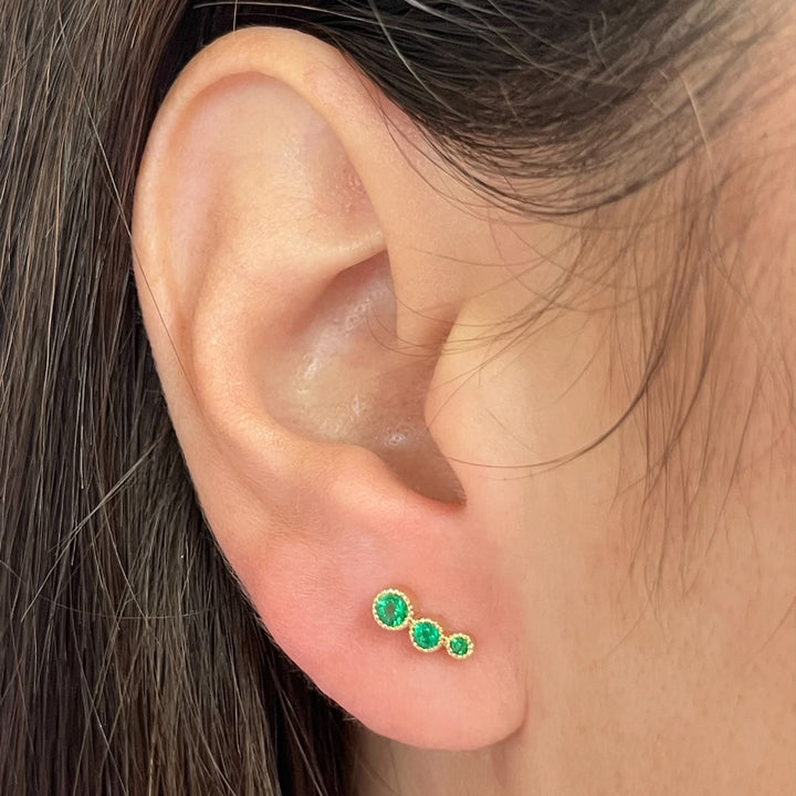 14K Yellow Gold Emerald Ear Crawler