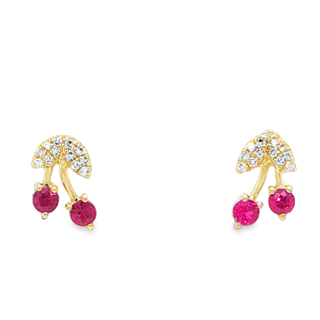 14K Yellow Gold Cherry Earrings