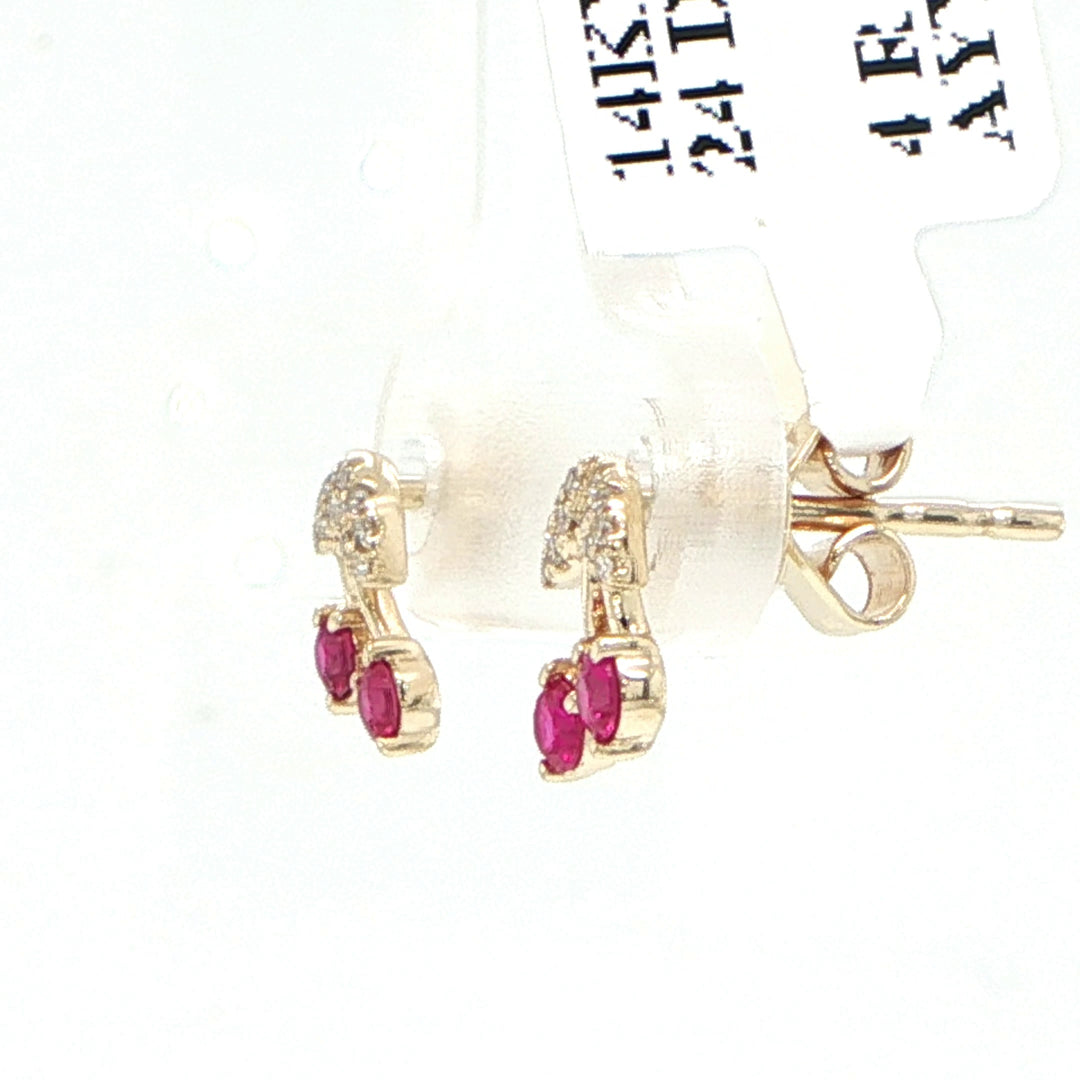 14K Yellow Gold Cherry Earrings