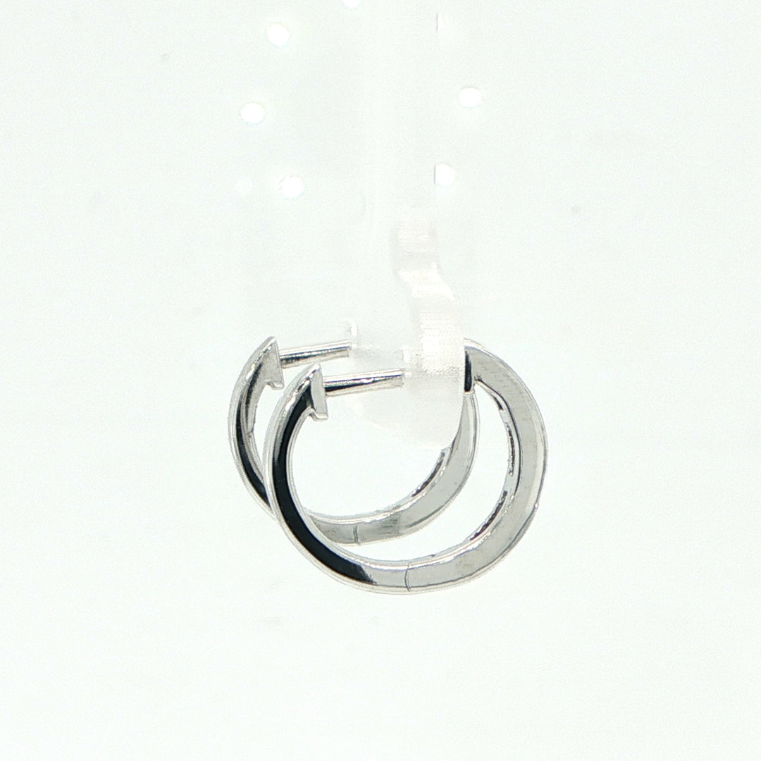 14K White Gold Ruby & Diamond Huggie Earrings