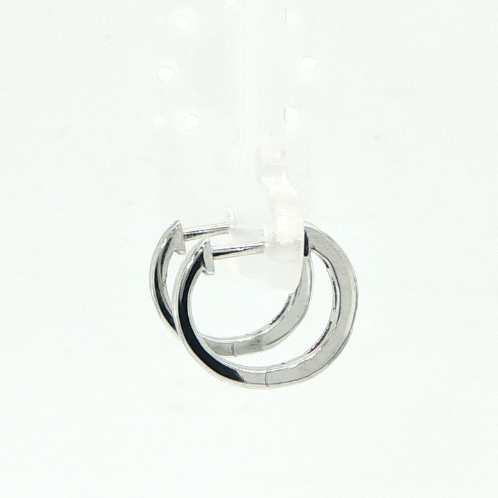 14K White Gold Ruby & Diamond Huggie Earrings