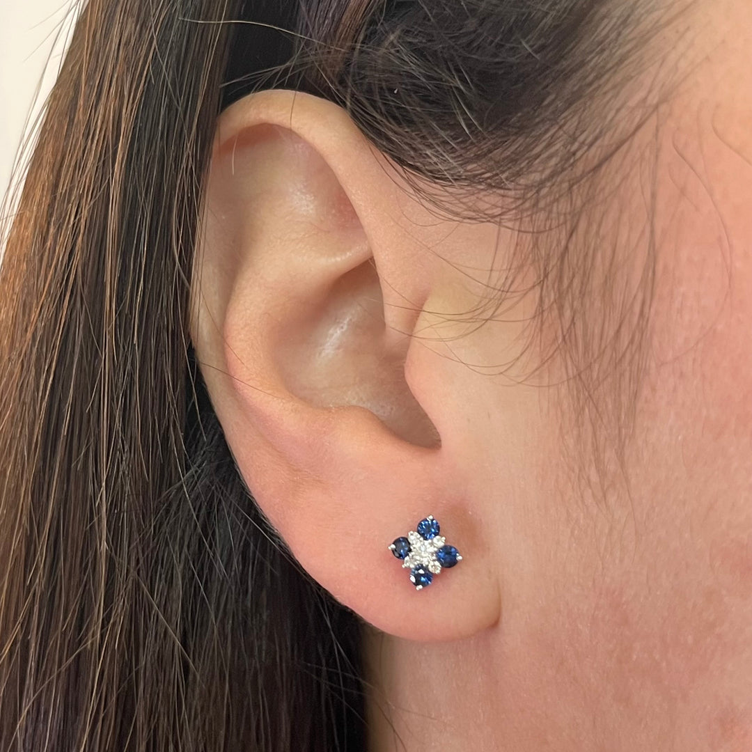 Sapphire Flower Earrings