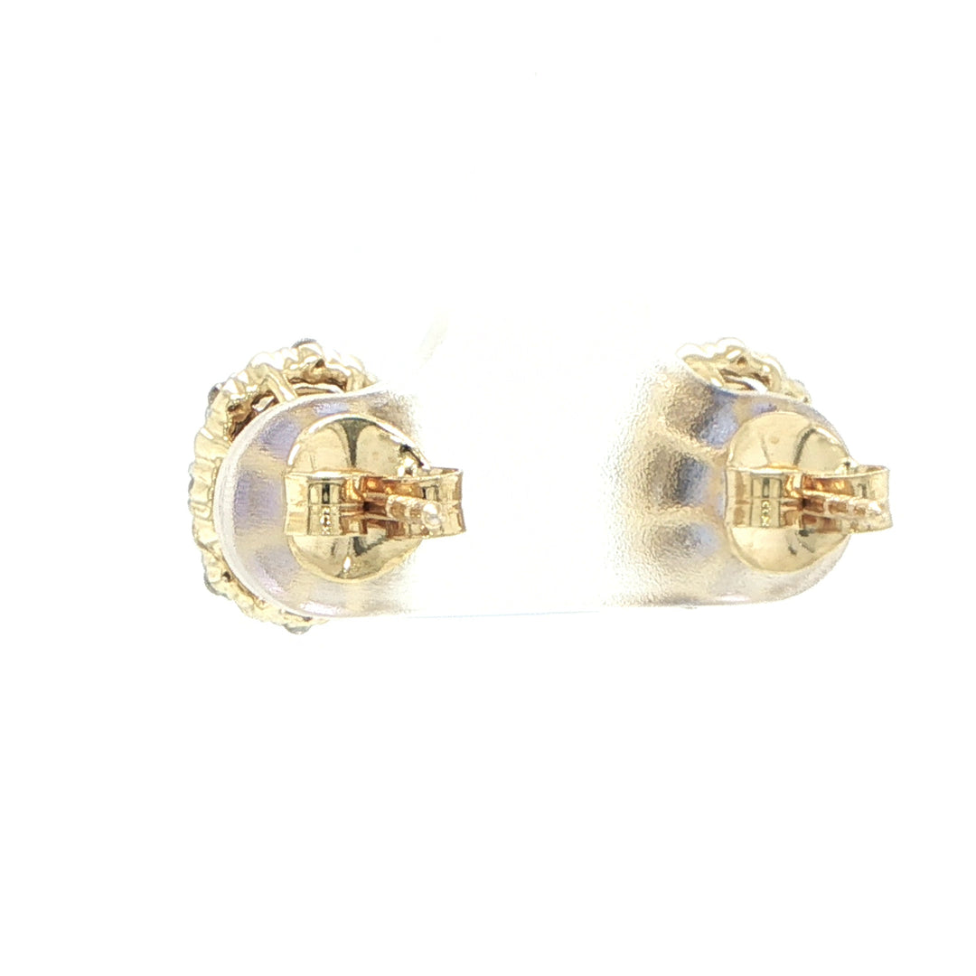 14K Yellow Gold Tanzanite & Diamond Halo Stud Earrings