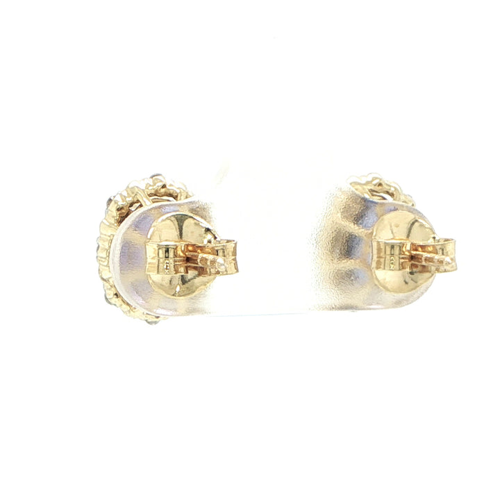 14K Yellow Gold Tanzanite & Diamond Halo Stud Earrings