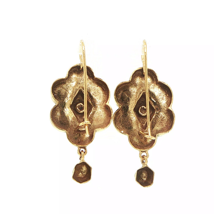 Antique 14K Yellow Gold Opal Drop Earrings