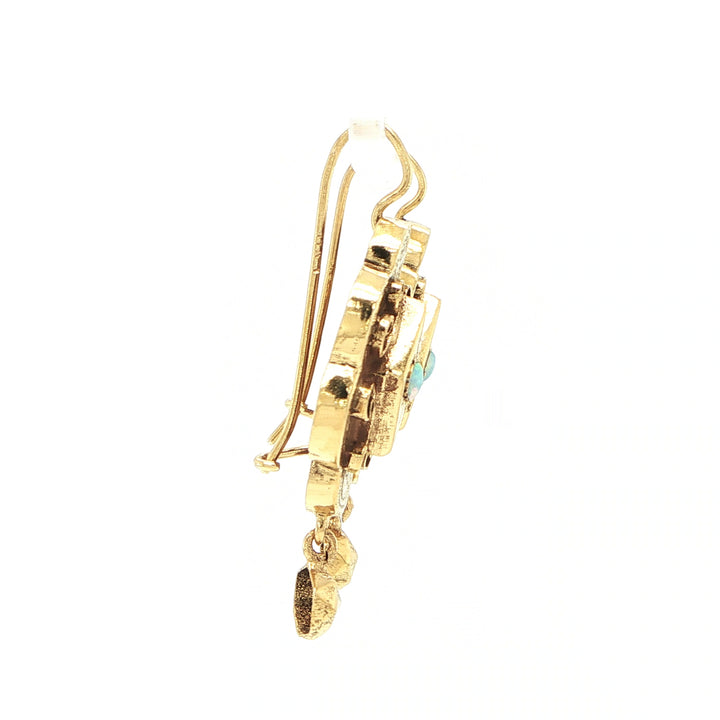 Antique 14K Yellow Gold Opal Drop Earrings