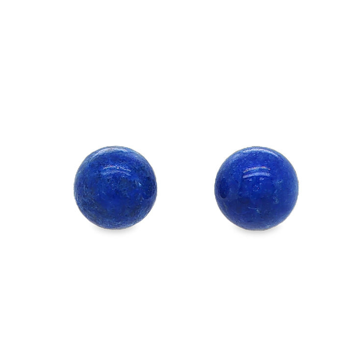 14K Yellow Gold Lapis Stud Earrings