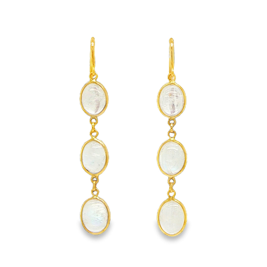 18K Yellow Gold Moonstone Drop Earring