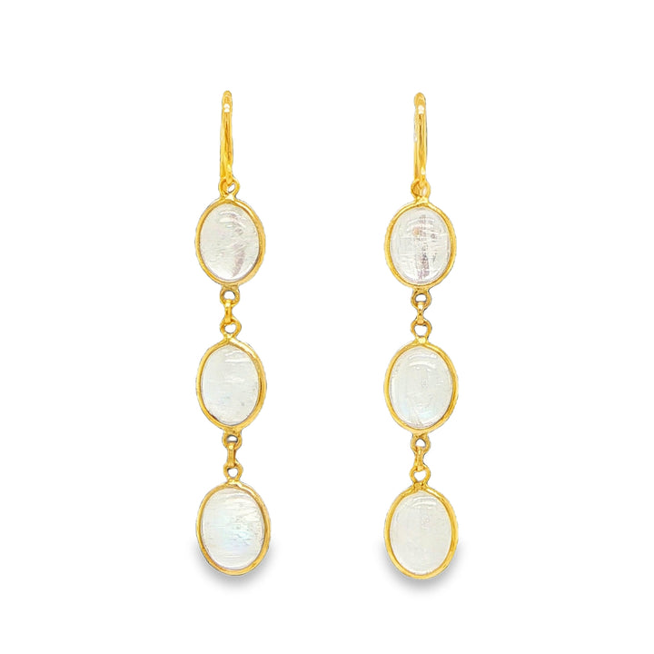18K Yellow Gold Moonstone Drop Earring