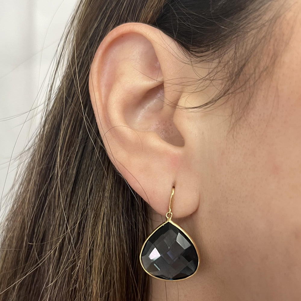 18K Yellow Gold London Blue Topaz Drop Earrings