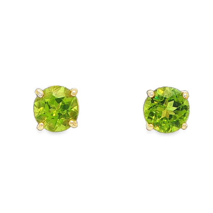 14K Yellow Gold 7mm Peridot Stud Earrings